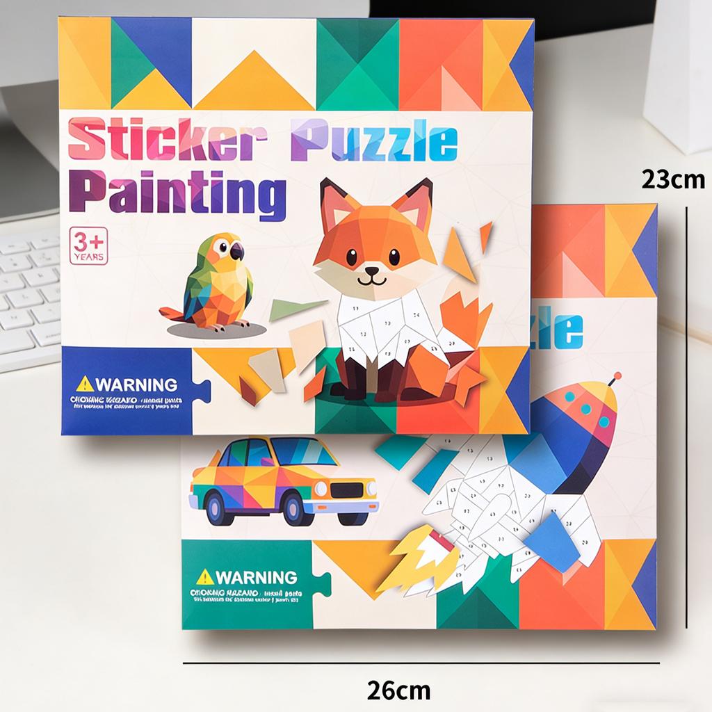 3D-Aufkleber-Puzzle-Malset für Kinder, Tier- und Verkehrsthemen, mit 8 Mustern zum einfachen Abziehen und Aufkleben, fördert Feinmotorik und Kreativität