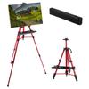 PATIKIL Artist Easel Stand, Canvas Painting Easel with Removable Tray, 20-61 Inch Adjustable Metal Tripod Stand (Tabletop/Floor), Red