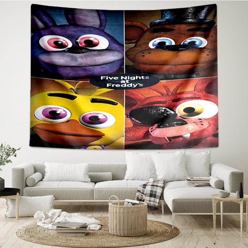 Freddy Print Tapestry, Backdrop, Easy Setup, Ideal for Bedroom, Office & Living Room, with Aesthetic Wall Hanging Decor.
