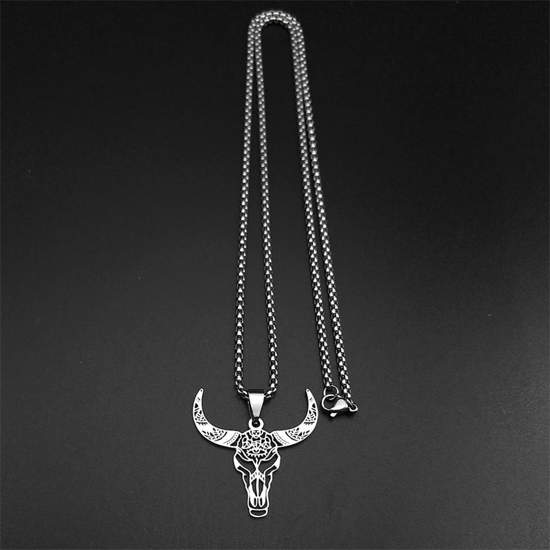 Holle Stier Halskettingen Voor Vrouwen Mannen Roestvrij Staal Goud Zilver Kleur Boheemse Dier Hoofd Mannelijke Ketting Sieraden Cadeaus