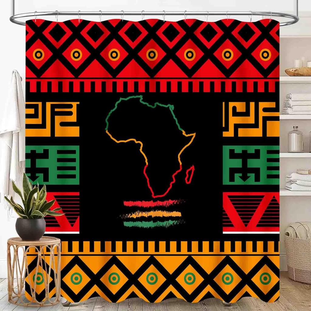 Southwestern Natvie Tribal American Ethnic Western Abstract Geometric Vintage Brown Waterproof Fabric Bathroom Shower Curtain