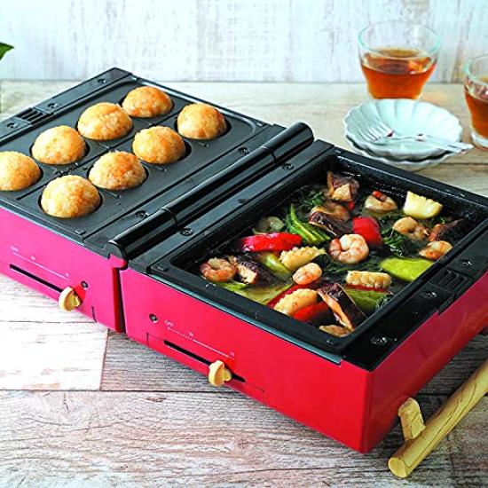 PRISMATE Grilled Hot Sand Maker with 3 Types of Plates and Fun Recipe Book PR-SK033 (RD (Red))