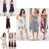Fashion Summer Womens Sleeveless Vneck Dress With Irregular Printing And Strap Details