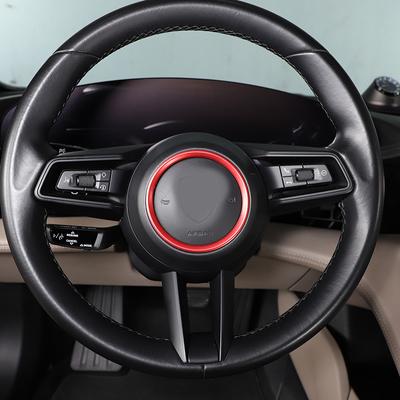For Porsche Taycan    2022 Aluminum Alloy Red/Blue Car Steering Wheel Cover Trim Sticker Car Accessories