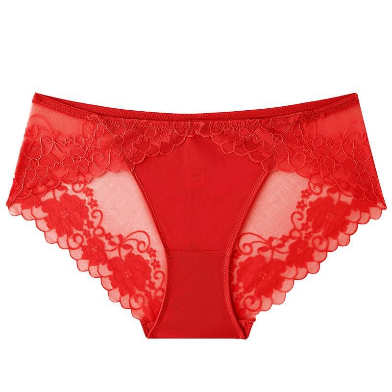 French Style Sexy Low Waist Breathable Hip Lifting Lace Panties With Cotton Crotch