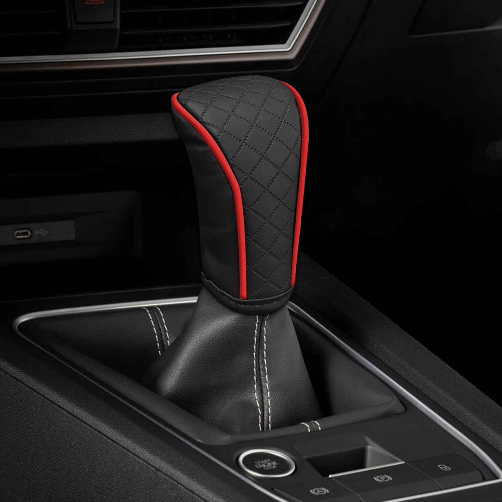 

Wogomz Leather Car Shift Knob Cover,Anti-Slip Car Gear Shift Knob Cover,Anti-Scratch Stick Shift Cover чёрный