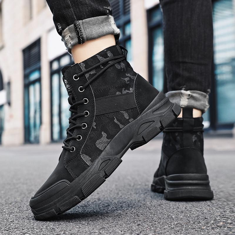 Men's Hiking Autumn High Top Camouflage Desert Casual Flat Shoes Men's Breathable Anti Slip Work Motorcycle Boots Hot Selling