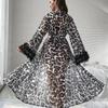 Sexy Long Leopard Print Robe Women's Casual Home Clothes Morning Robe Sleepwear Comfortable Summer Home Fashion Robe
