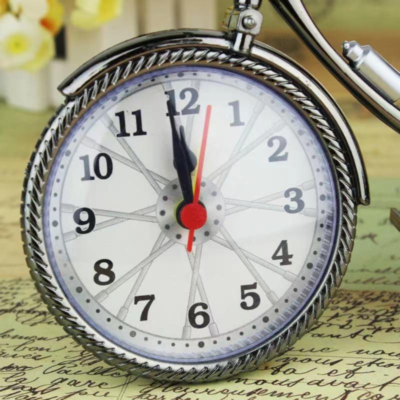 Vintage Arabic Numeral Clock Bicycle Shape Creative Table Alarm Clock Home Bedroom Desktop Decoration Crafts Non-Ticking
