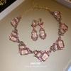 Crystal Irregular Geometric Square Necklace Retro Elegant Clavicle Neck Jewelry