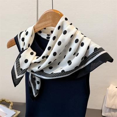 68x68cm Quadratisches Seidentuch Kopfschal Tuch Damen Band Stirnband Punkt Muster Haarschmuck Hals Schals Hijab Mode Bandana Pashmina Kopftuch