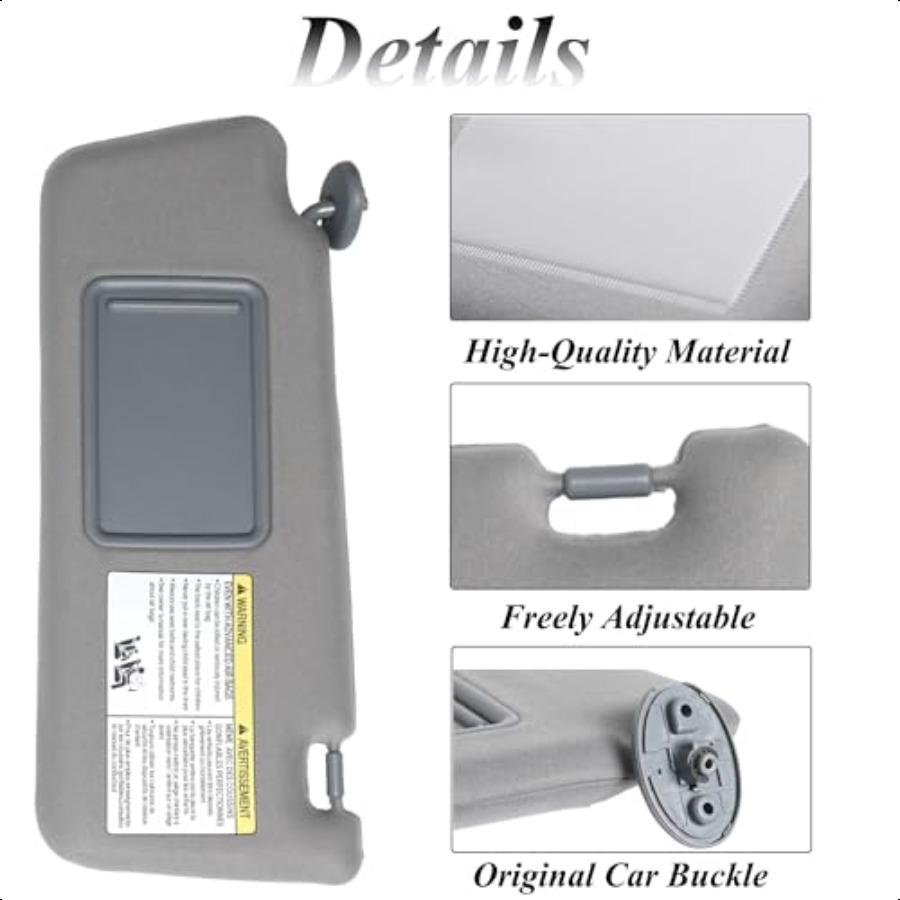 Left Driver Side Sun Visor Replacement Compatible with  Tacoma 2005 2006 2007 2008 2009 2010 2011 2012 2013 2014 2015 Without L