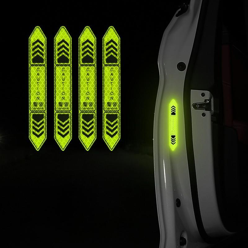 4Pcs/set Night Strong Reflective Car Door Warning Stickers - Open Safety Anti-Collision Reflective Body Stickers.