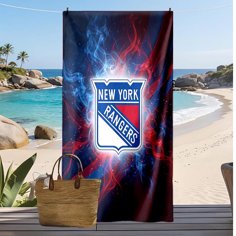 Asciugamano da Spiaggia Stampa New York Rangers Morbido Portatile Asciugatura Rapida?Asciugamano Asciutto Per Piscina Vacanza Estiva Sport all'Aperto