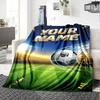 Name Custom Soccer Print Flannel Blanket High Quality Warm Comfortable Cover for All Seasons Perfect for Gifts Home Decor