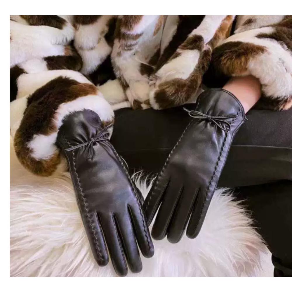 Real sheepskin gloves women s winter riding warm women s touch screen winter skiing cold-proof leather gloves S