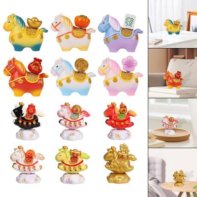 Compact Resin Mini Horse Sculpture Zodiac Animal Ornament Decorative Figurine for Office Shelf Modern Home Decor