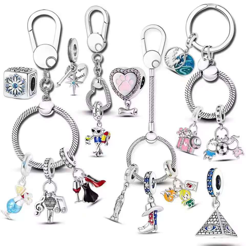 New Copper Llavero Lucky Ladybug Key Pendant Charm Beads Fit Original Brand Bracelet Diy Jewelry Making