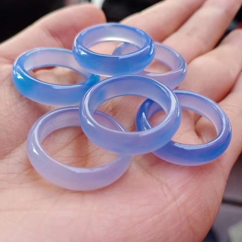 Girls  HipHop Party Wedding Agate Ring Vintage Colorful Round Natural Stone For Women Unisex Finger Rings Charms Jewelry