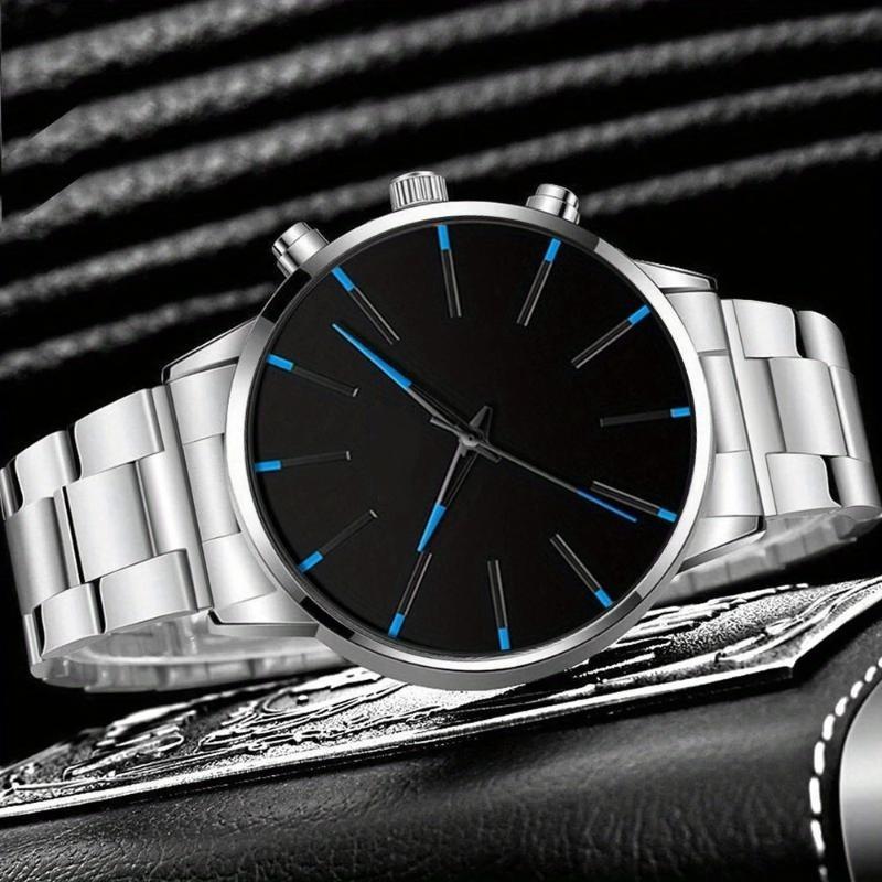 1 Set Fashionable Business Men'S Watch Necklace Ring Stylish Men'S Quartz Watch Christmas Halloween Gift