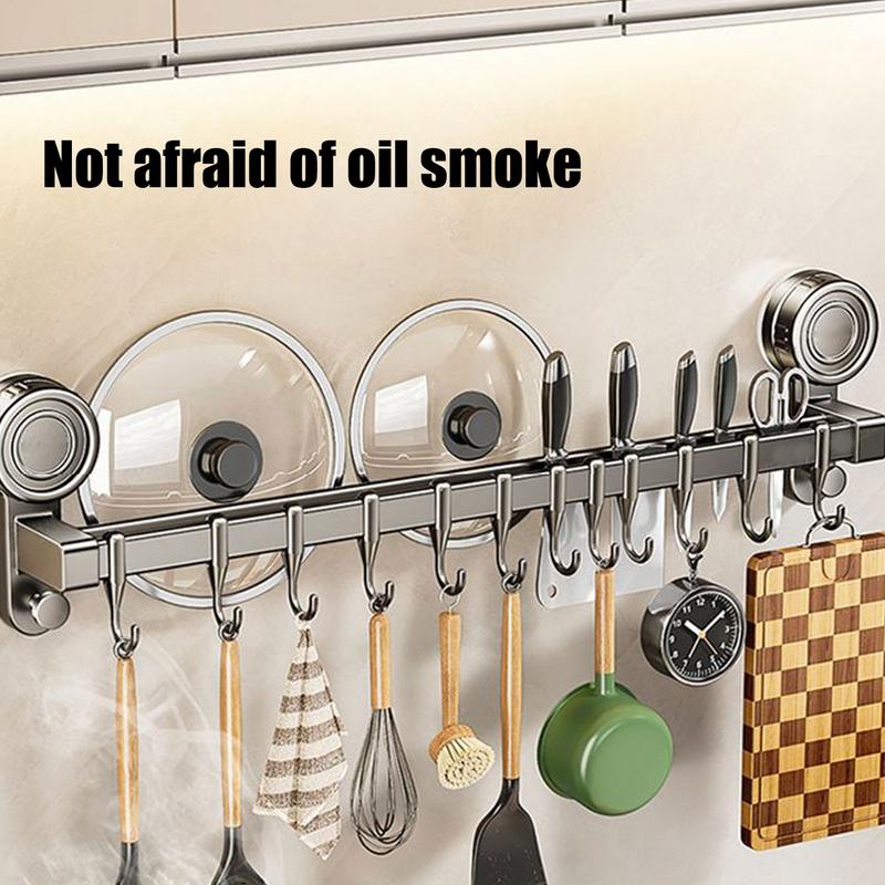 Kitchen Hooks Utensil Rack With Hooks Organizer Suction Cup Shelf Heavy Duty No Drill Holder Removable For Bathroom Closet