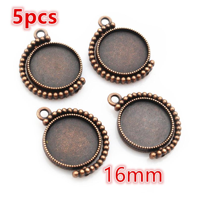 5-15pcs 16mm 18mm Inner Size Pendant Cabochon Blank Base Setting Bezel Tray DIY Jewelry Making Accessories for Necklace Keychain