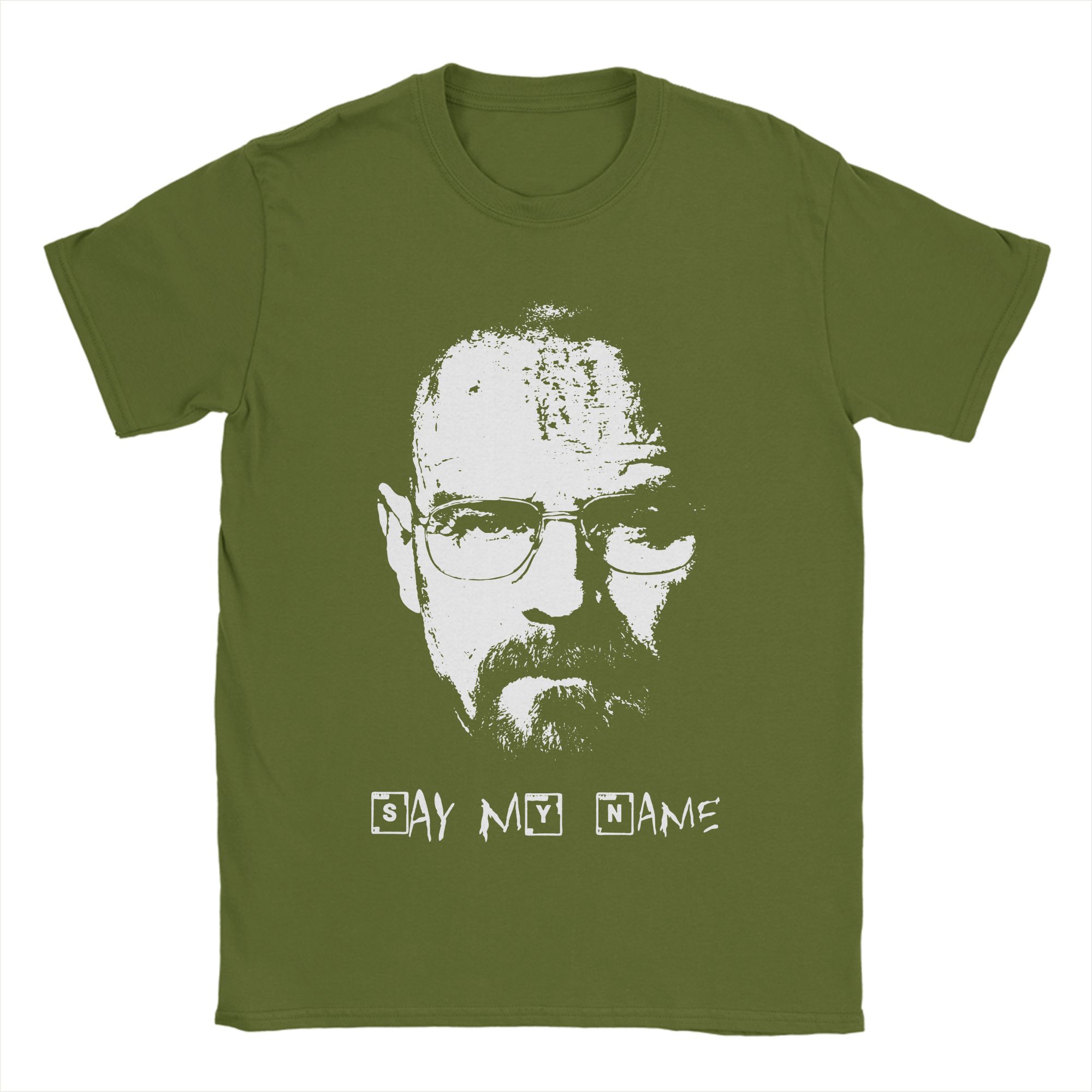 

Men Say My Name Breaking Bad Walter White T Shirt Pure Cotton Tops Vintage Short Sleeve Round Neck Tee Shirt Summer T-Shirts 4XL