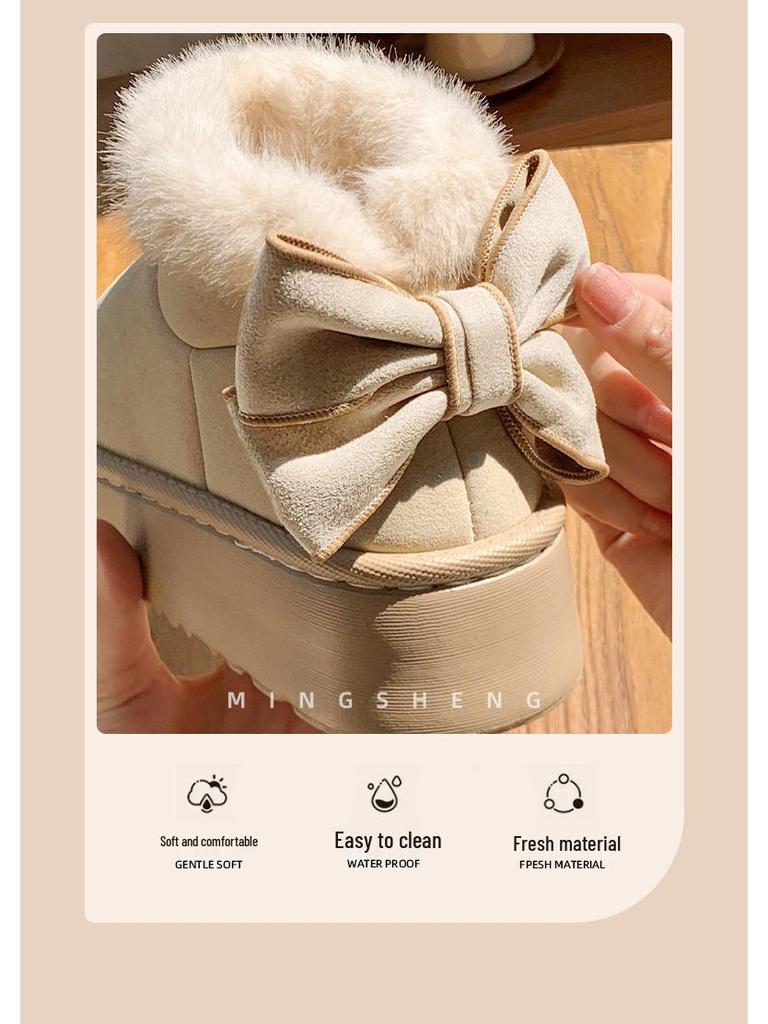 Women's Winter Thick Sole Height-Boost Fleece-Lined Snow Boots for Outdoors