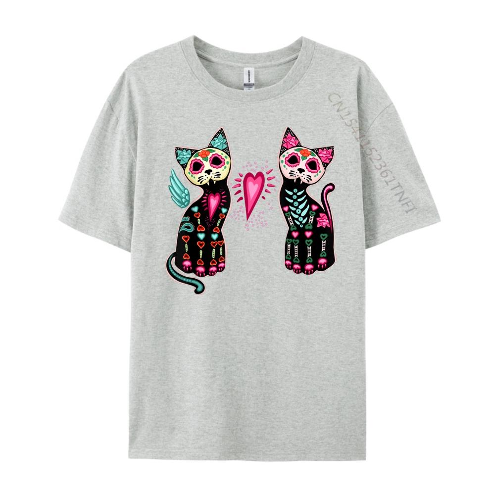 Day Of The Dead Cats Shirt Cat Lovers Dia De Los Muertos Plain Shirt Mens Clothing Normal Men Clothes Luxury Brand Luxury