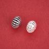 S925 Sterling Silver Striped Pumpkin & Watermelon Charms Spacer Beads for DIY Bracelet Beading.
