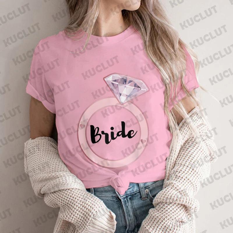 

Футболка Team Bride Свадьба Девичник Футболка Женская Эстетичная Одежда Футболки с Коротким Рукавом Прощание с Одиночеством Топы EVJF 4XL