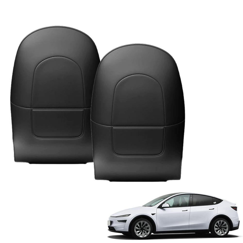 2pc Car Seatback Protector For Tesla Juniper 2025 Seat Anti-kick Pad Child Anti-Kick Mats Black Leather Interior Accessories