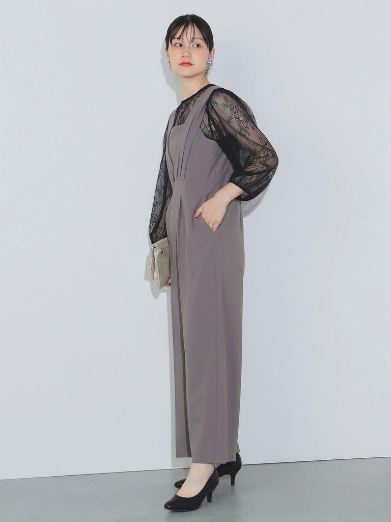 Beams Heart Women's Lace Jumpsuit in Grey and Black, One Size