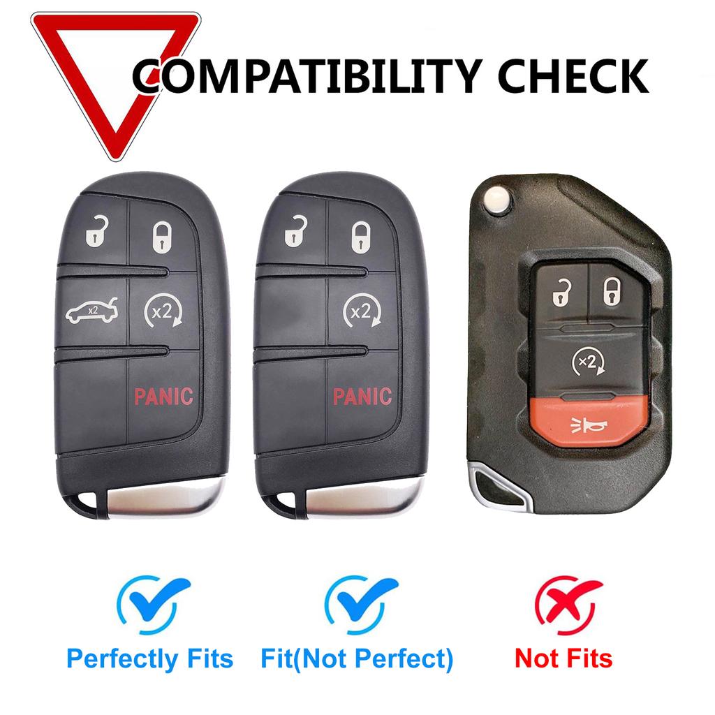For Chrysler Dodge Dart Charger Journey Challenger Jeep Cherokee Silicone Car Key Fob Ring Remote Case Cover Protector 5 Button