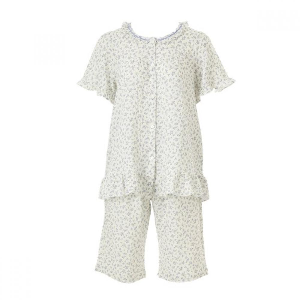 Venus Cool Polyester Pleated Small Flower Pajamas[vpas209w] beige/85