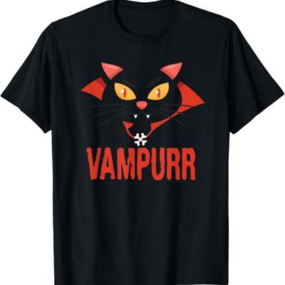 Vampurr Cat Funny Halloween Costume Vampire Kitten Dracula T-Shirt