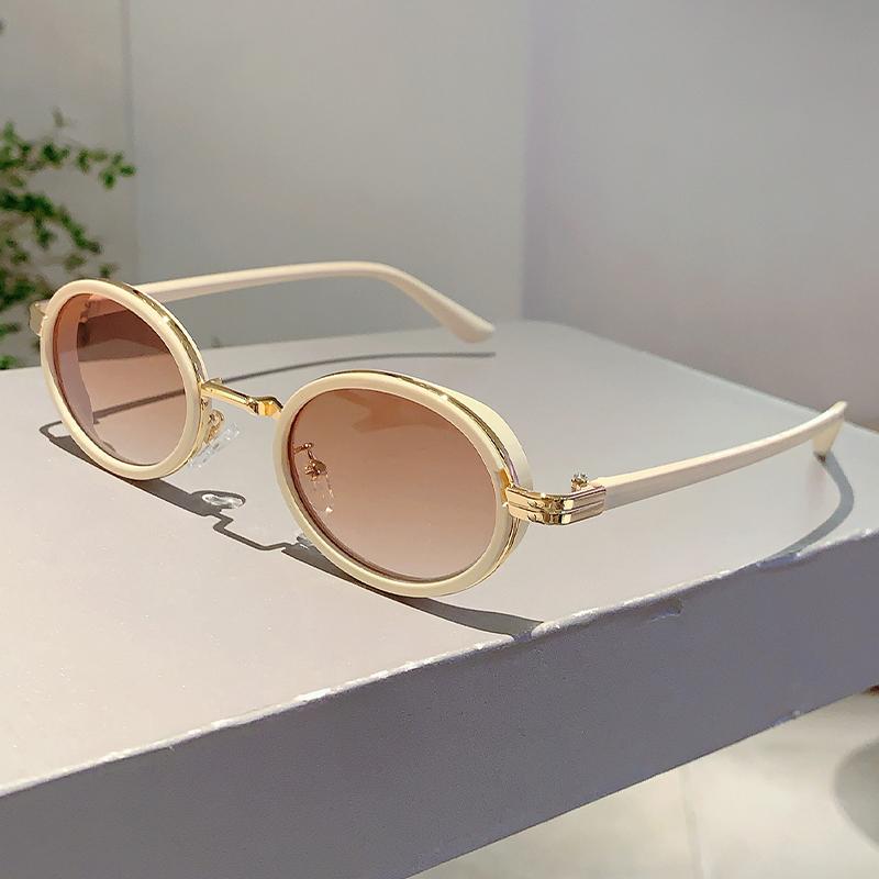 Retro Punk Metal Shades Trendy Ins Brand Design Women's Sunglasses Hip Pop Futuristic Chic Oval Sun Glasses for Men's