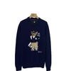 Little Bear Autumn/Winter Men's Pure Cotton Embroidered Round Neck Sweater