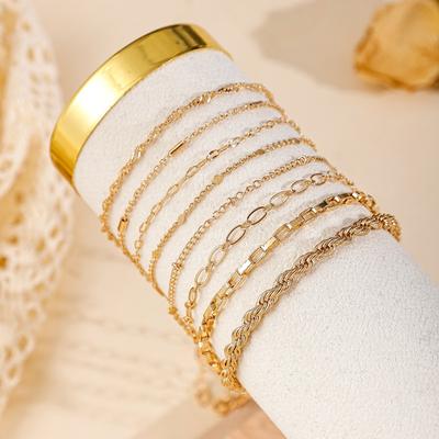 Alloy Stacked Bracelet Jewelry Personality Set Fashion Multi-layer Chain Bracelet Chain Chain for Women