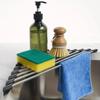 Roll Up Triangle Dish Drying Rack Kitchen Sink Organizer Corner Over The Sink Sponge Rag Holder Foldable Stainless Steel Drainer