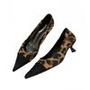 Pointed French Gentle Wind Splicing Stiletto Single Shoes Women's Commuting Shallow Mouth Temperament Kitten Heel High Heels