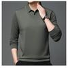 Men's Casual Long Sleeve Polo Shirt Polyester & Spandex Blend, Lapel Collar, Striped Knit Fabric with Slight Stretch, Button Detail, Spring/Fall Wear