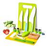 Child-Safe Plastic Cutlery Set: Baby Food Masher, Embossing Mold, and Kids' Cutting Board