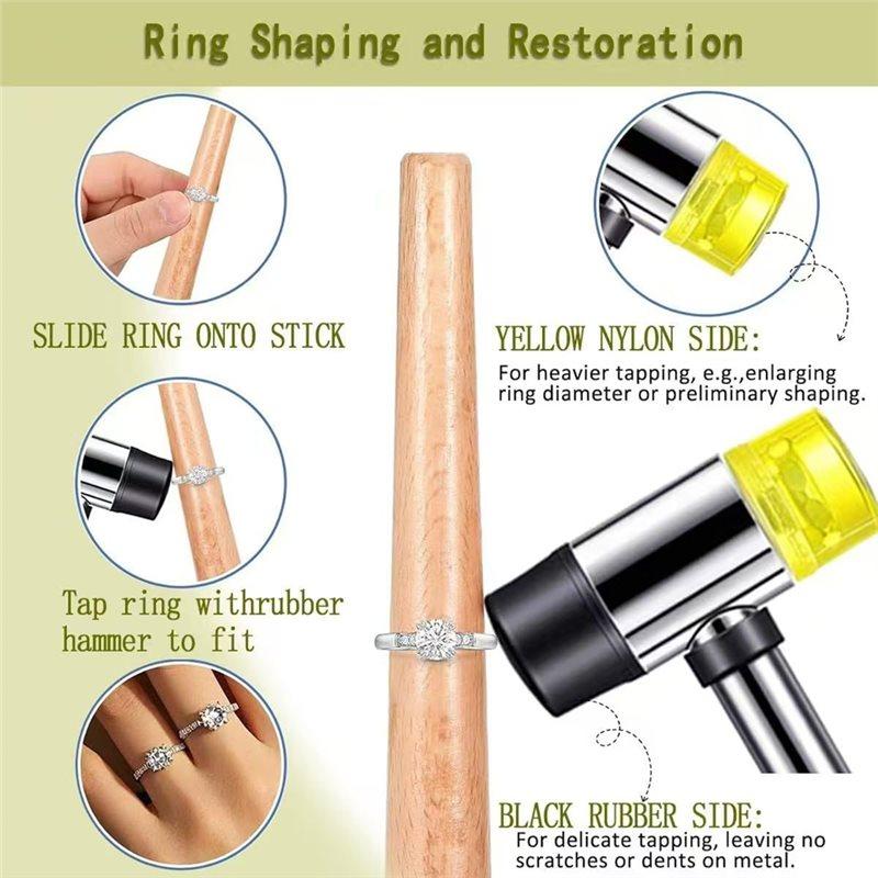 A60zring Gauge Set 12-Piece Rubber Jeweler' S Metal Finger Sizing Stick Wire Wrapping Toolmay