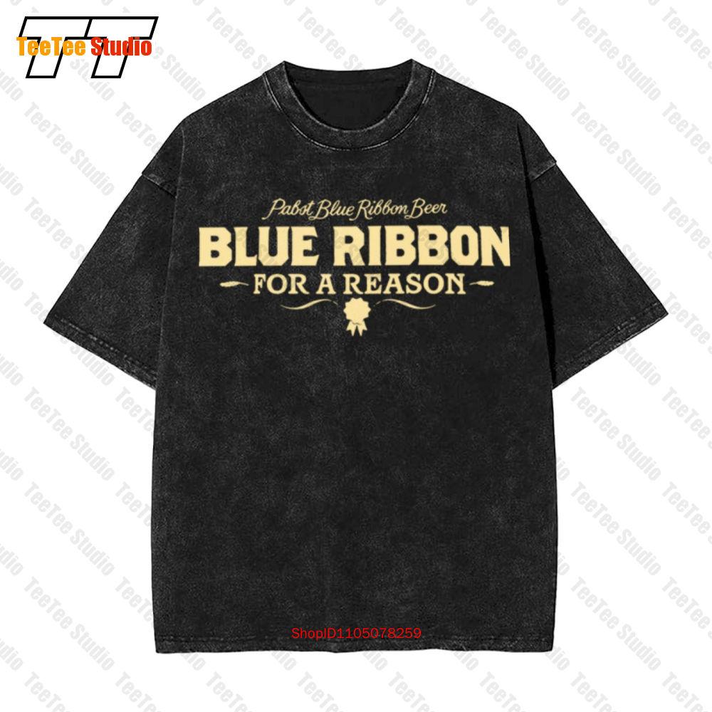 Pabst Blue Ribbon Beer Blue Ribbon For A Reason Vintage Oversized TShirt OGD S