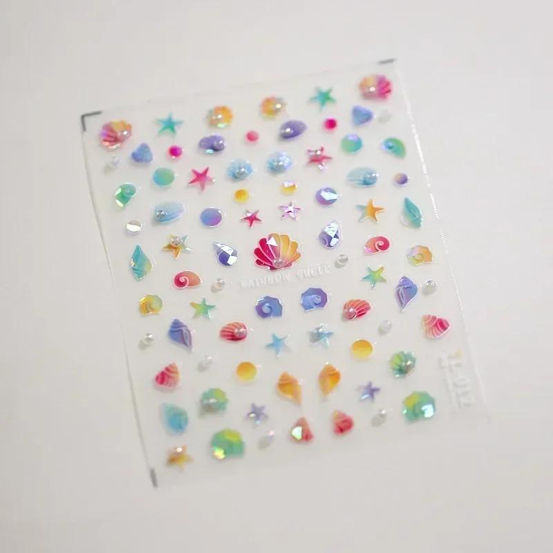 Laser Sliver Star Ocean Dolphin Whale Shoal of Fish Bubbles Sea Marine Organisms Nail Art Sticker Self Adhesive Manicure Decal