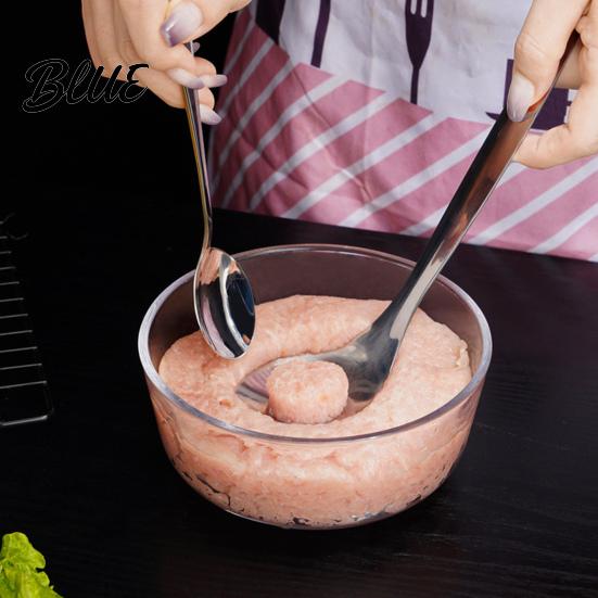 Küchenhelfer für Geschenke Edelstahl-Fleischbällchenformer Löffel Ergonomisch Langer Griff Manuelle Utensilien Antihaft Spülmaschinenfest Fleischbällchenformer Oval Auslaufend