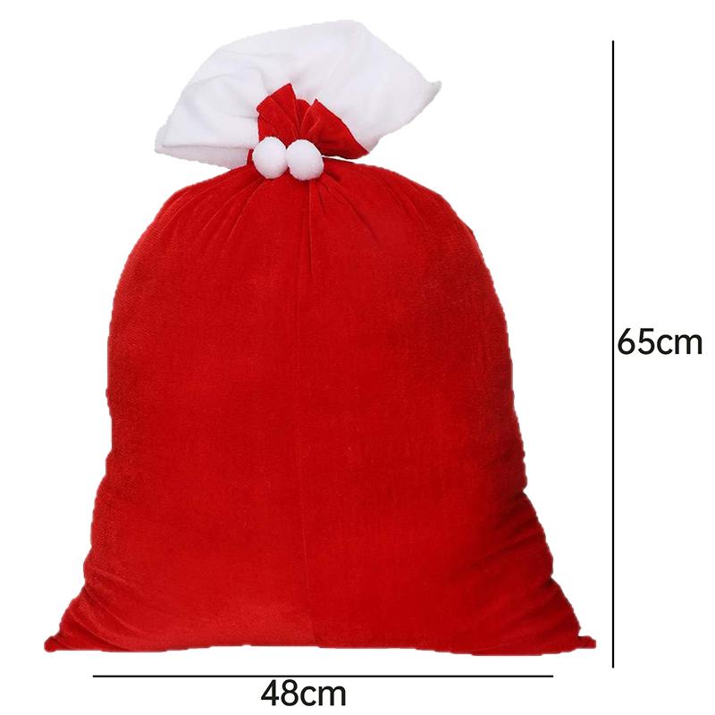 

6/1pcs Large Santa Claus Gift Bags Christmas Velvet Drawstring Bag Candy Present Packing Pouches Holiday New Year Decor Supplies 1PC красный