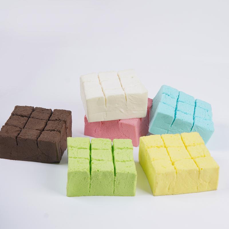 Colorful Slow Rebound PU Squeeze Toy Simulated Tofu Bread Anti Stress Toy for Adult Daily Relaxation