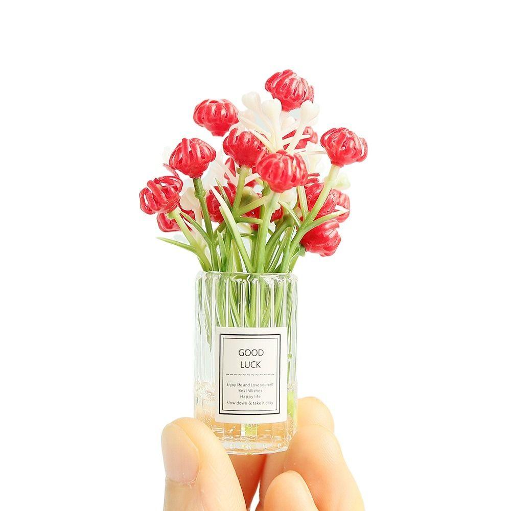 Multicolor Dollhouse Flower Vase 1/6 1/8 1/12 Doll Floral Toy Dollhouse Ornament